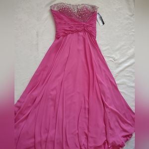 New 🆕Tony Bowls Le Gala Bejeweled Aurora Borealis pink crystals corset bustier